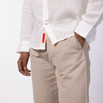Men's Linen Classic Collar Shirt - White