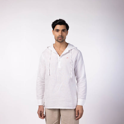 Men's Hooded Shirt - White