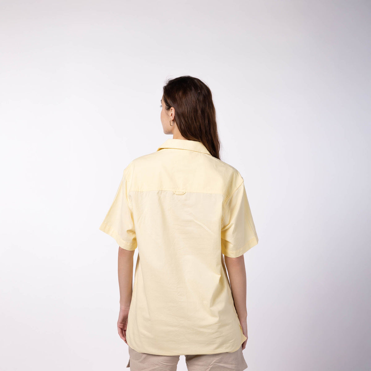 Unisex Half Sleeves Notch Collar Shirt- Butter Yellow