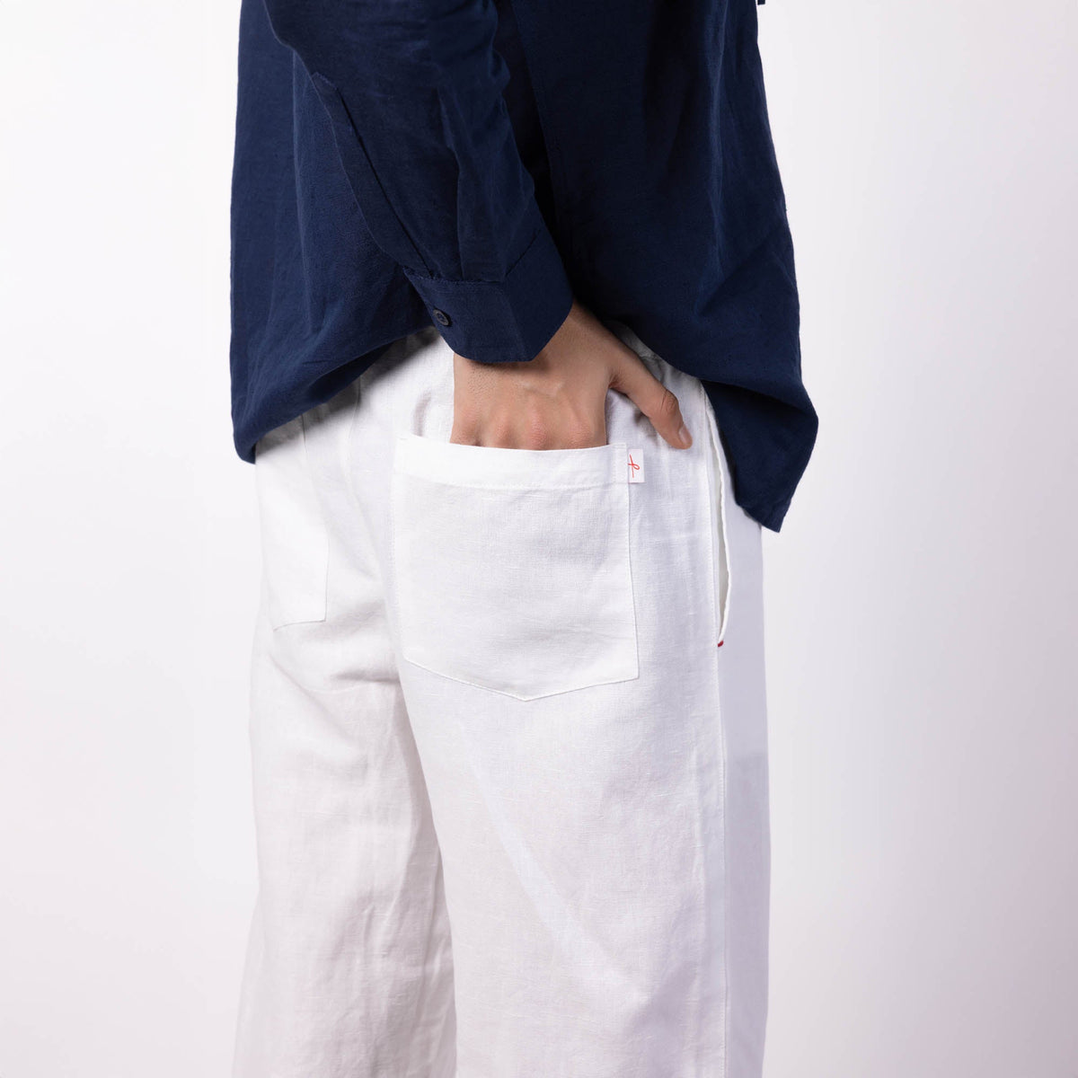 Men's Linen Blend Drawstring Pants - White