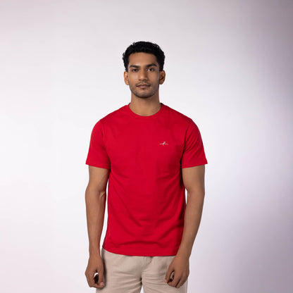 Men's Cotton Jersey Roundneck T-Shirt - Red