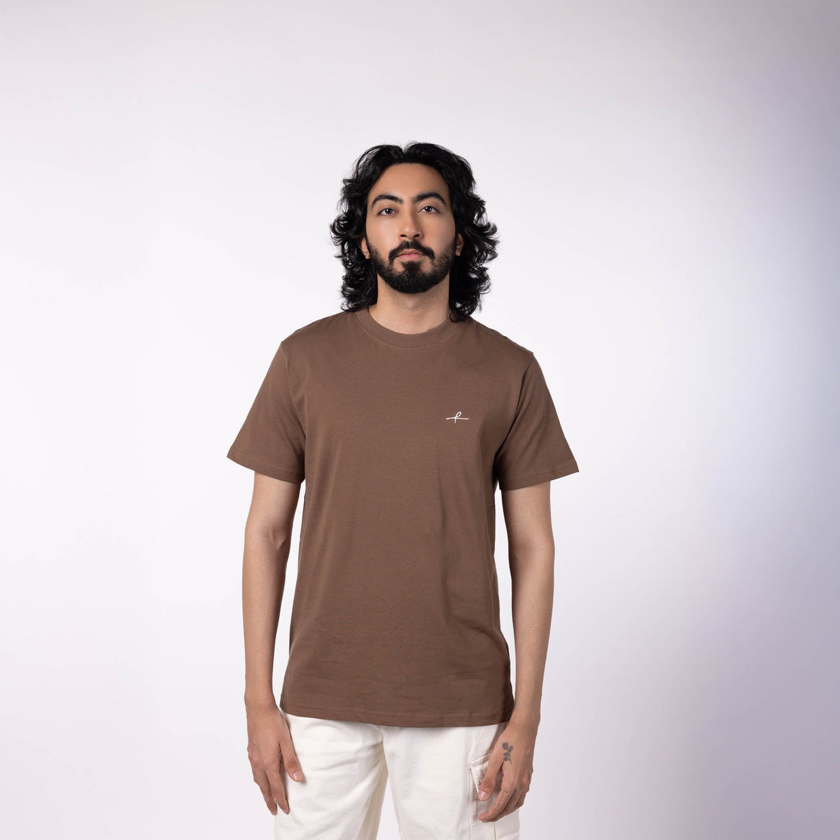 Men's Cotton Jersey Roundneck T-Shirt - Bitter Chocolate