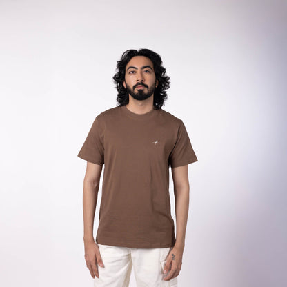 Men's Cotton Jersey Roundneck T-Shirt - Bitter Chocolate