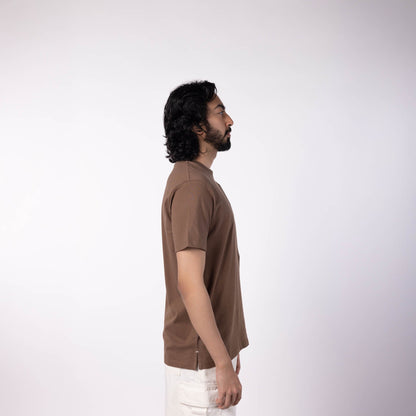 Men's Cotton Jersey Roundneck T-Shirt - Bitter Chocolate