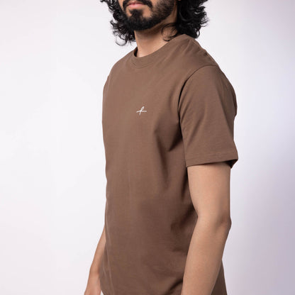 Men's Cotton Jersey Roundneck T-Shirt - Bitter Chocolate