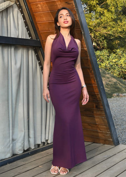 Merlot cowl neck dress