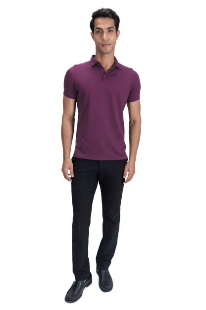 Fluid Cotton Polo - Plum Wine