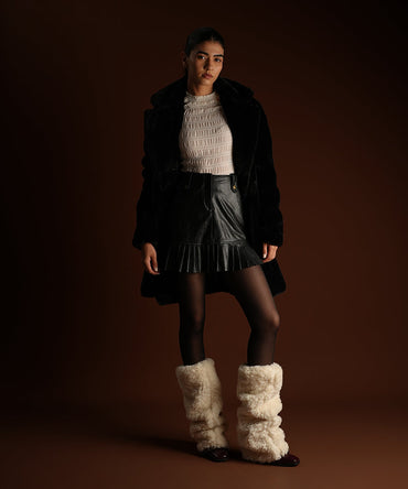 Fur Leg Warmer - Cream