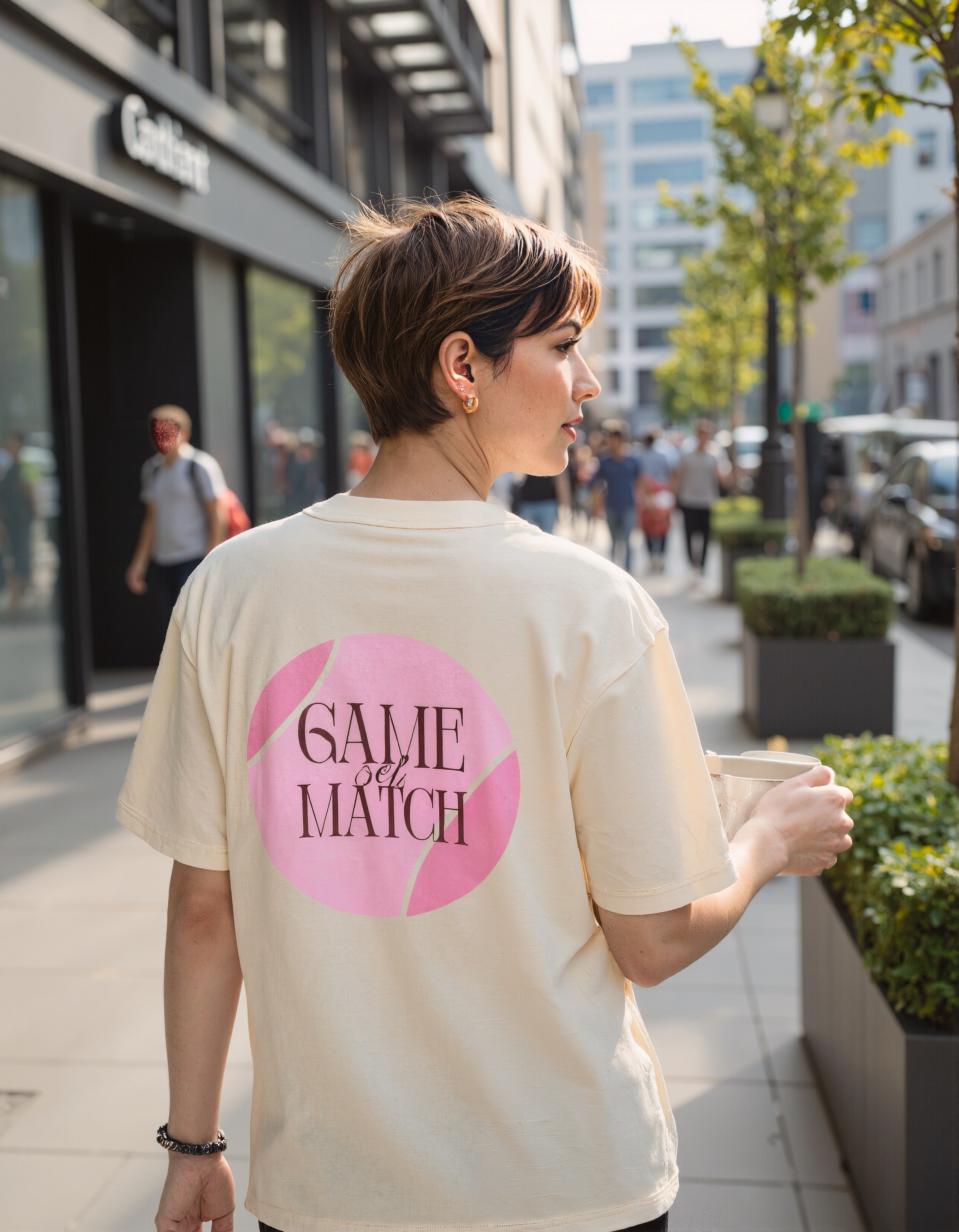 Cream Serve Side Oversized Printed Tee - Women | Cava at Broadway