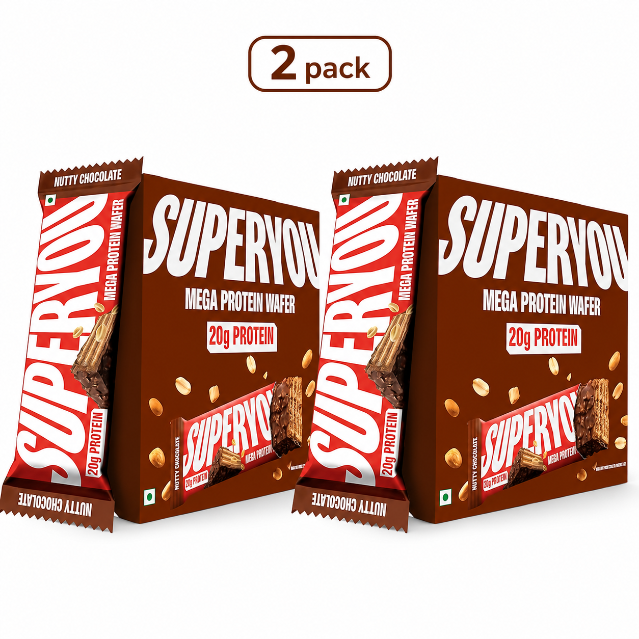 SuperYou Nutty Chocolate Protein Wafer Box of 6 x 2 Combo