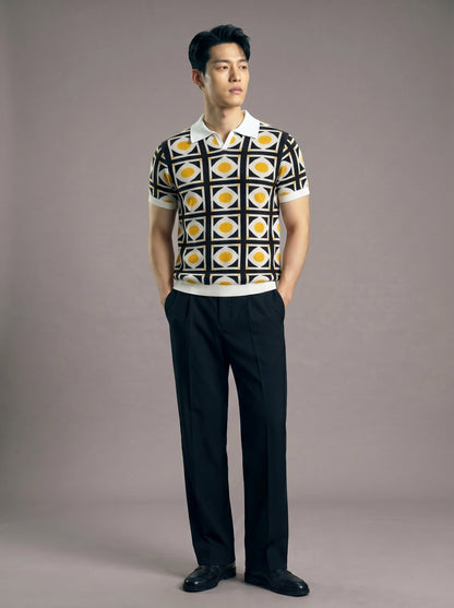 Astor grid knit polo