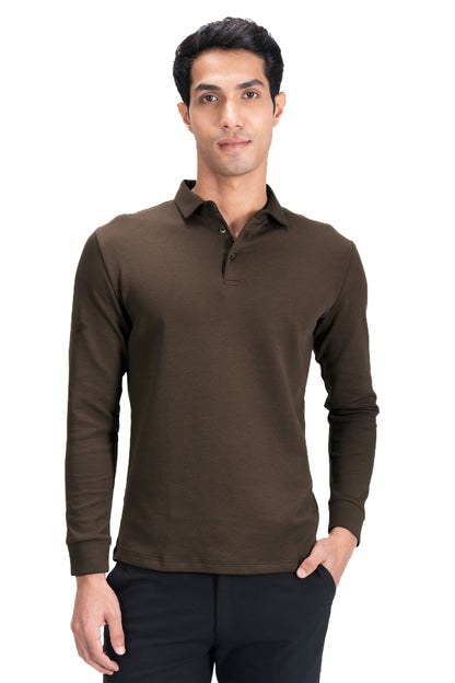 Legacy Polo Sweater - Chocolate Brown