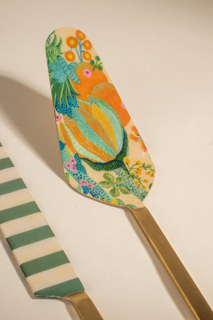 Keora Striper Cake Server (Set Of 2)
