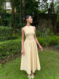 Yellow Gingham Smocked Bodice Dress