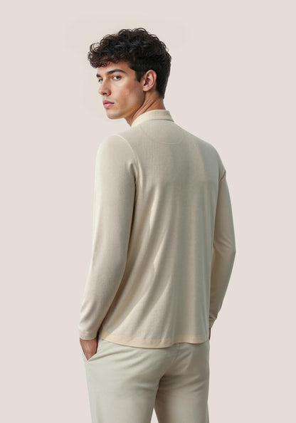 The Lineage Textured Henley - Warm Beige