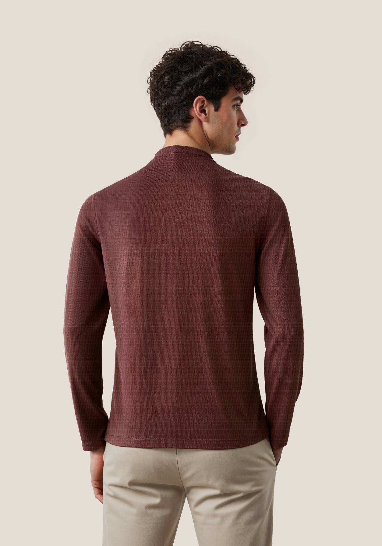 The Lineage Textured Henley Coco Brown