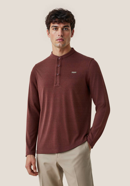 The Lineage Textured Henley Coco Brown