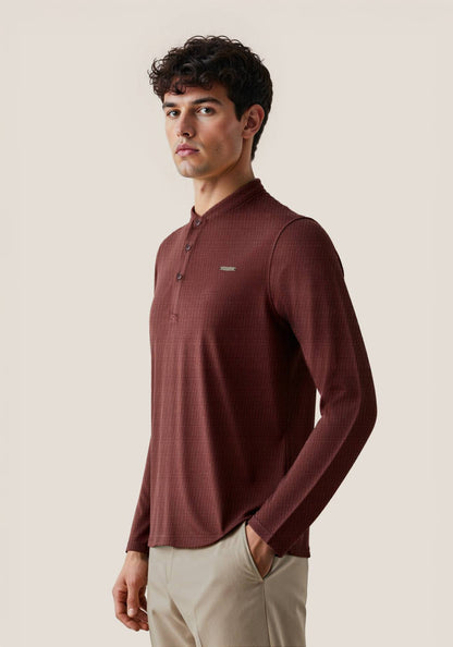 The Lineage Textured Henley Coco Brown