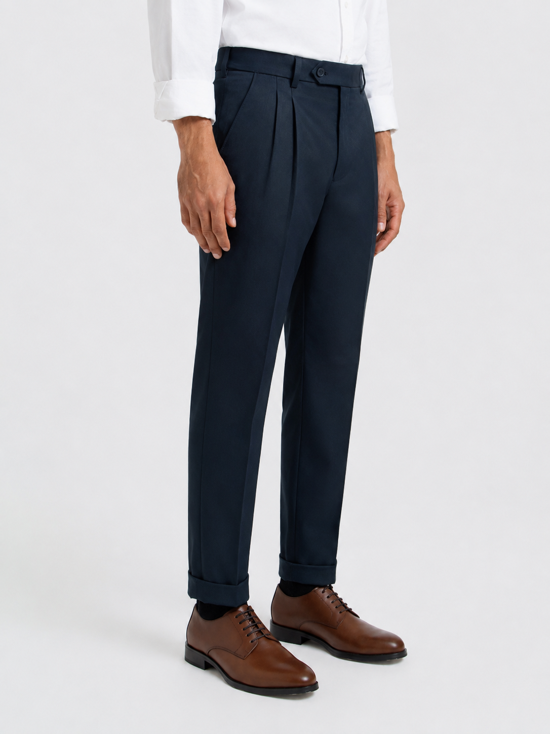 Japanese Navy Straight Fit Pleated Formal Trousers