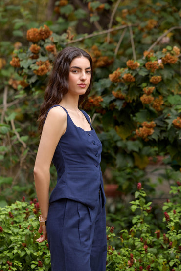 Navy Blue Tailored Waistcoat