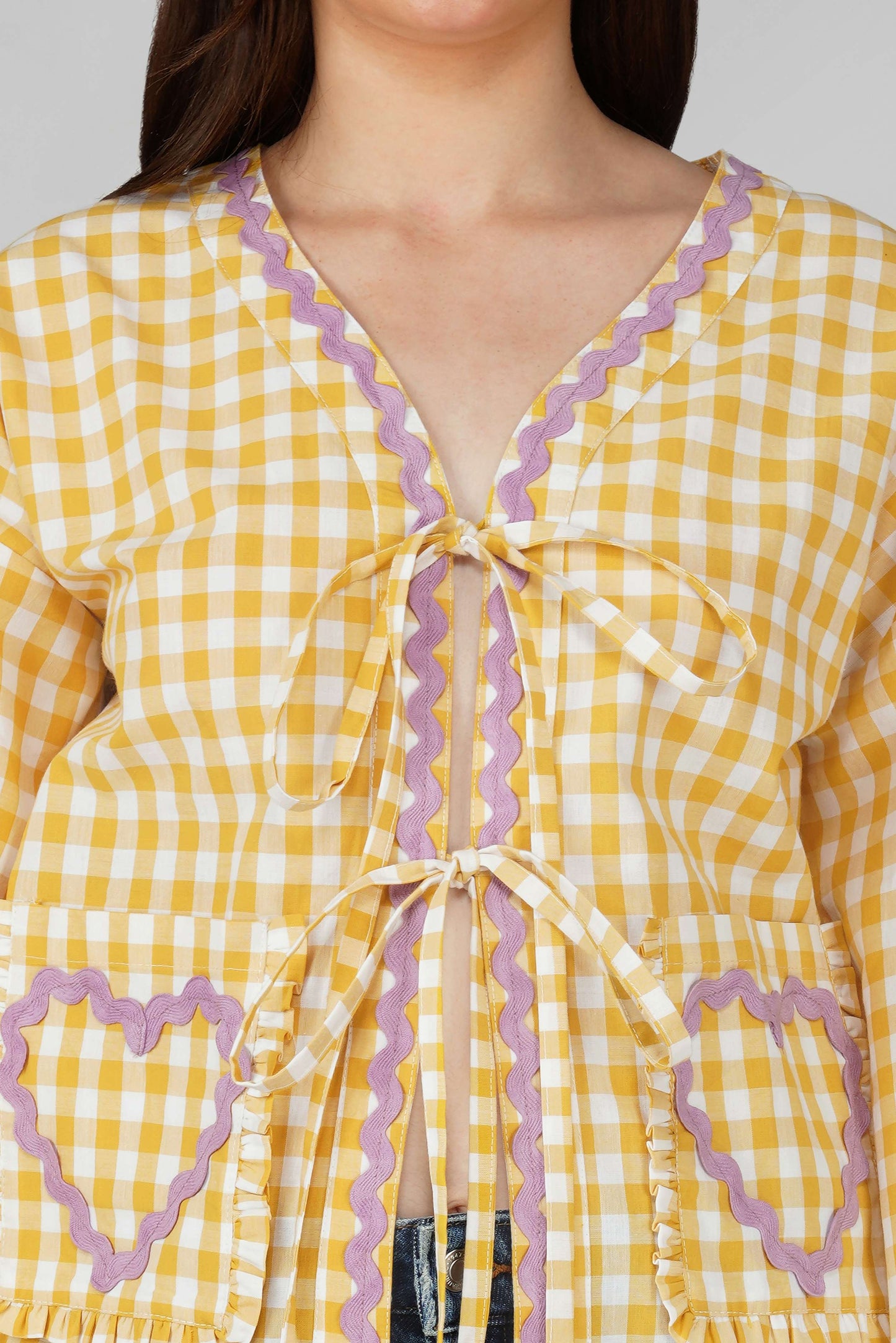 Heart Applique Shirt Top Yellow