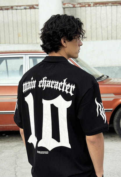 Black-Ten Oversized Polo T-Shirt