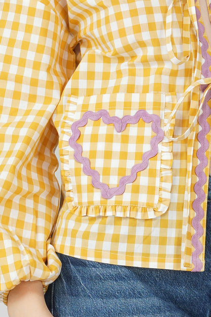 Heart Applique Shirt Top Yellow