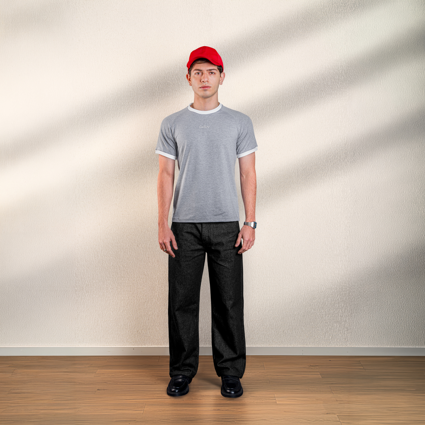 Ringer Raglan Tee - Grey / White