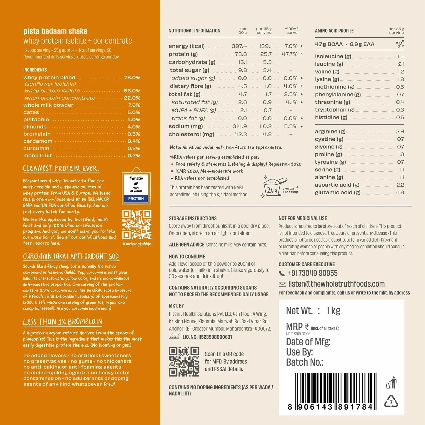 The Whole Truth 24g Whey Protein Isolate + Concentrate - 1kg | The Whole Truth Foods at Broadway