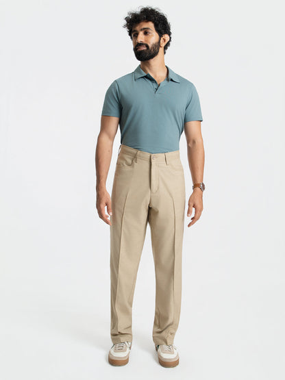 Korean Khaki Relaxed Fit Pintuck Pants