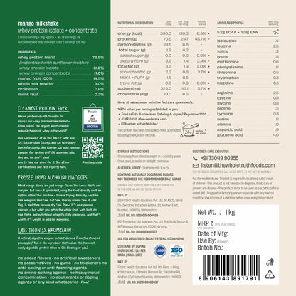 The Whole Truth 24g Whey Protein Isolate + Concentrate - 1kg | The Whole Truth Foods at Broadway