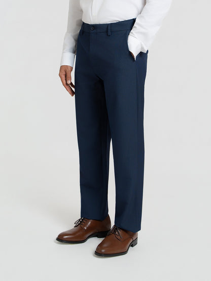 Trench Blue Micro Checks Relaxed Fit Formal Trousers