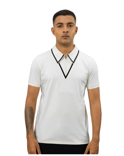 Spear Point Collar Zipper Poloshirt