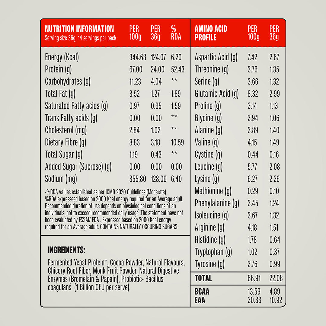 Chocolate Fermented Yeast Protein - 500g