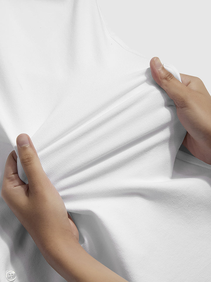 White Solid Pique Knitted Shirt | Kingdom Of White at Broadway
