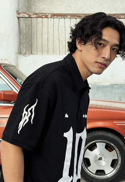 Black-Ten Oversized Polo T-Shirt