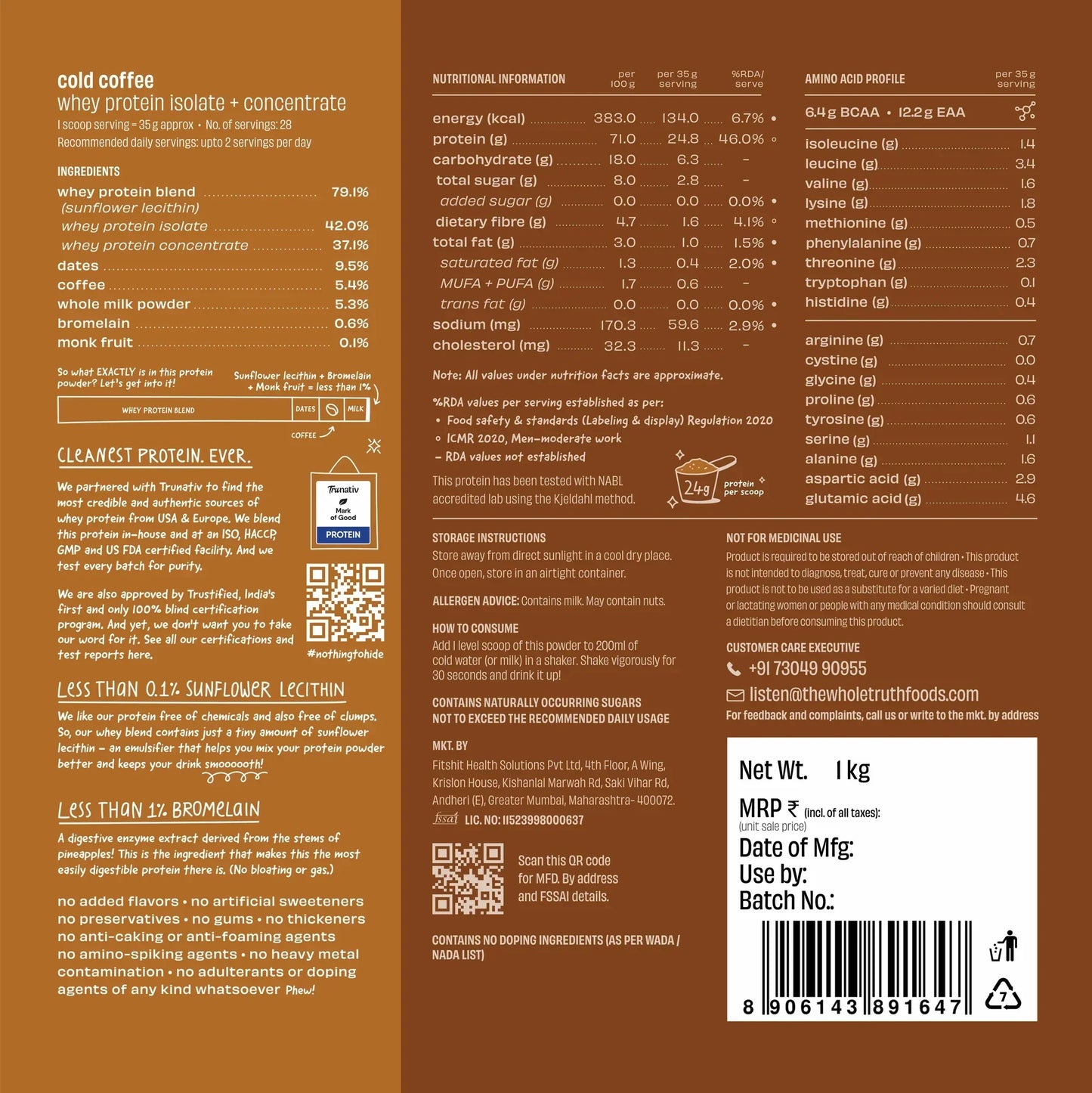 The Whole Truth 24g Whey Protein Isolate + Concentrate - 1kg | The Whole Truth Foods at Broadway