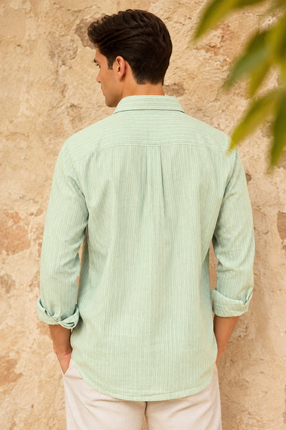 Airy Stripe Linen Cotton Blend Shirt
