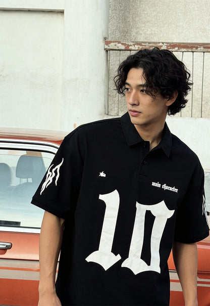 Black-Ten Oversized Polo T-Shirt