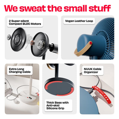 Rechargeable Table Fan with ProLift™ Adjustable Stem and Mood Light | LĪT PRO