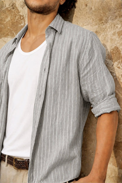 Airy Stripe Linen Cotton Blend Shirt