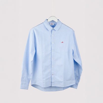 Cotton Oxford Stripe Shirt - Blue