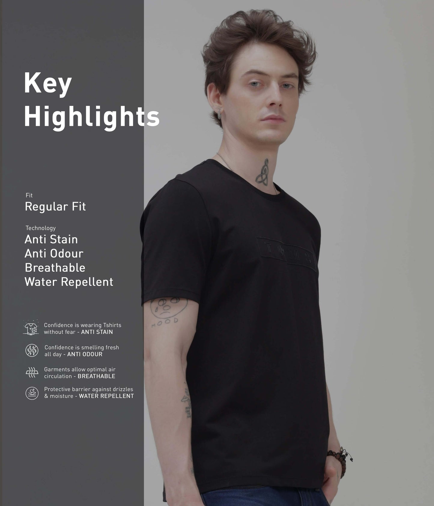 Crew Neck Tshirt | Anti Stain Anti Odor Water Repellent   MIDNIGHTELEGANCE