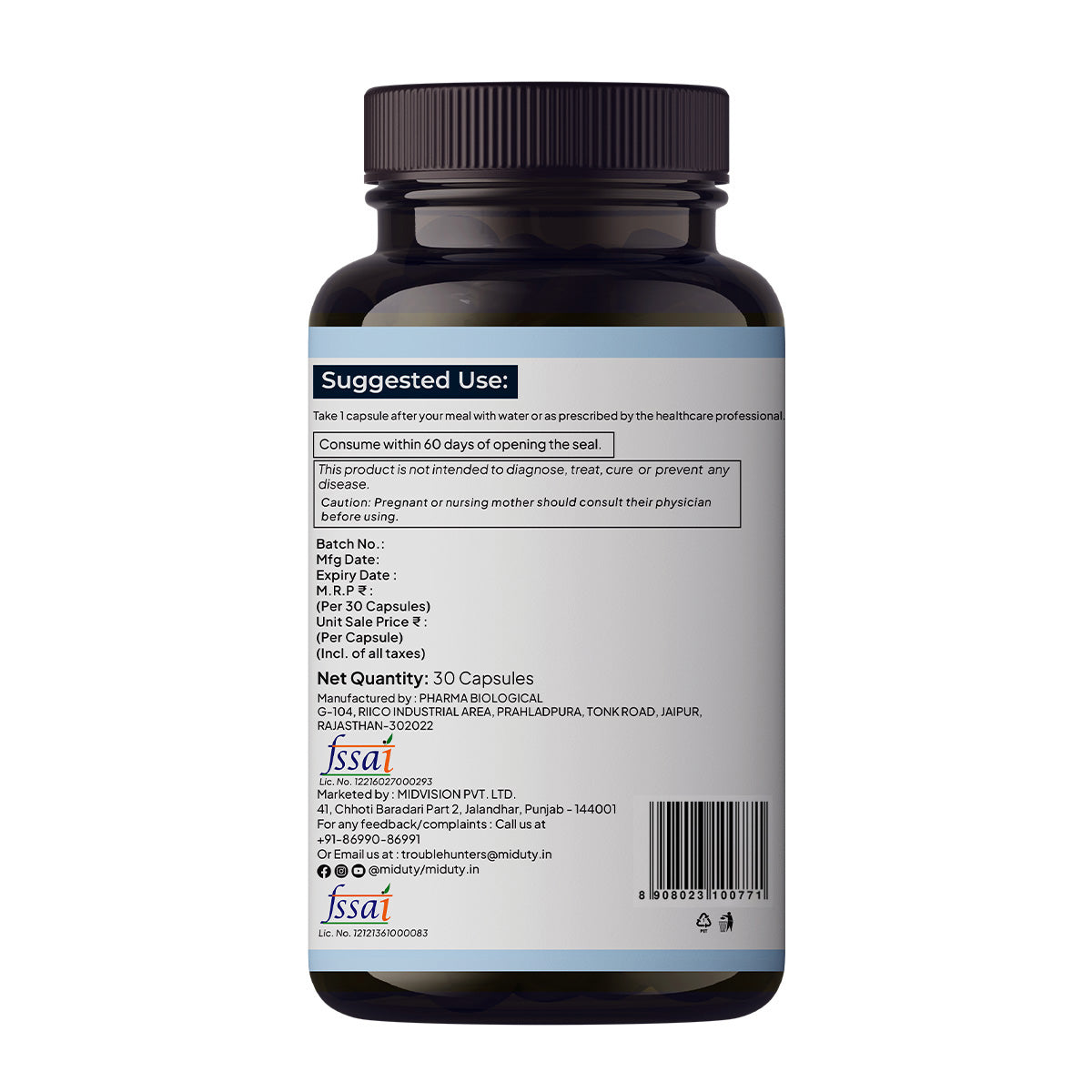 Miduty Liposomal Glutathione 85% 650 mg - Advanced Nano-Liposomal Formula with Lipoglo - 8X Absorption - TEM Verified - 30 Veg Capsules