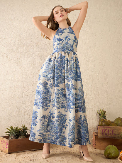 Halter Neck Cotton Maxi Dress