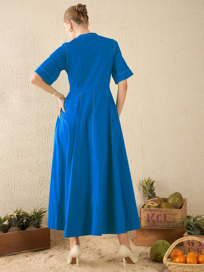 Corset Panelled Cotton Midi Dress