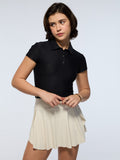 Black Techpique Cropped Polo