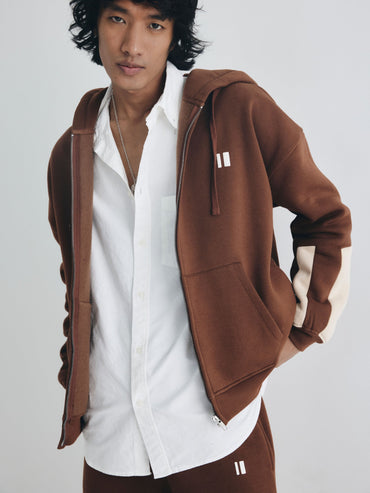 Brown Everyday Zipper Hoodie