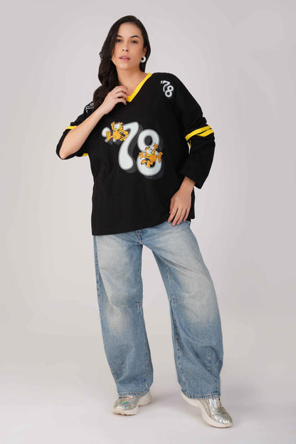 Garfield: 78th Athletics Dept. Oversized T-shirt-Black