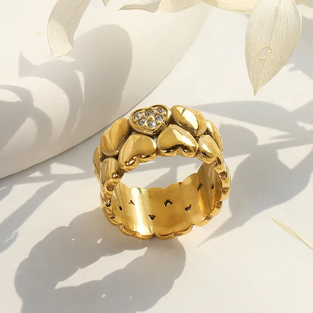 Gold Hearts Band Ring